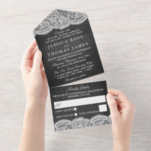 The Chalkboard & Lace Hochzeitskollektion All In One Einladung
