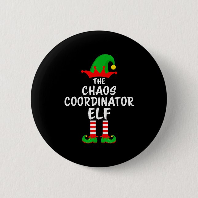 The Chaos Coordinator Elf Matching Family Christma Button (Vorderseite)