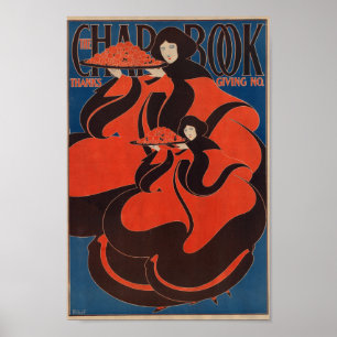 The Chapbook 1895 Erntedank Vintage Werbung Poster