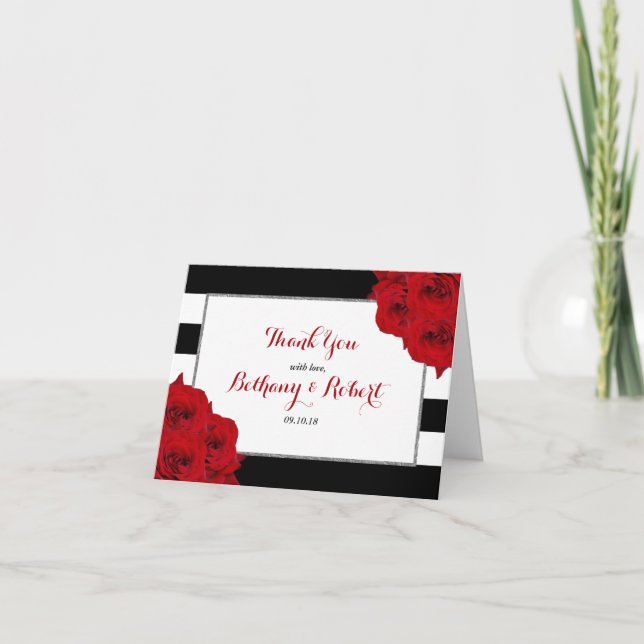The Chic Modern Luxe Wedding Collection - Rote Ros Dankeskarte (Vorderseite)