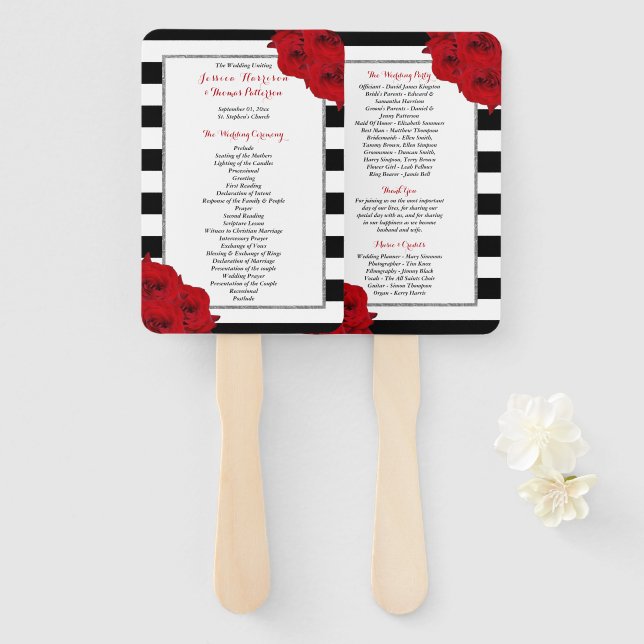The Chic Modern Luxe Wedding Collection - Rote Ros Fächer (Vorne und Hinten)