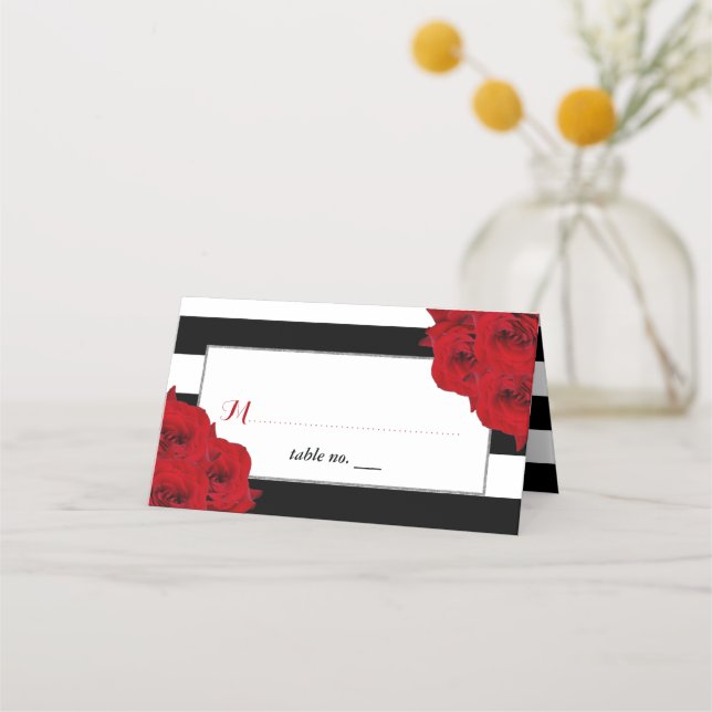 The Chic Modern Luxe Wedding Collection - Rote Ros Platzkarte (Vorderseite)