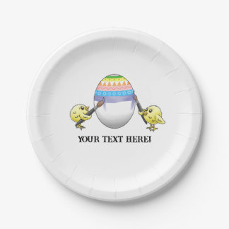 The chickens paint a colorful Easter egg Pappteller