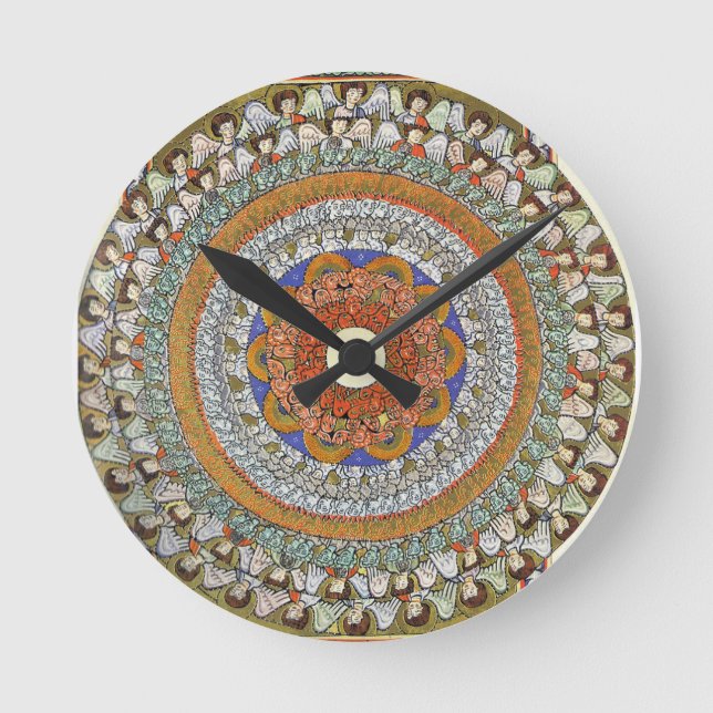 The Choirs of Angels - Hildegard von Bingen Runde Wanduhr (Vorderseite)