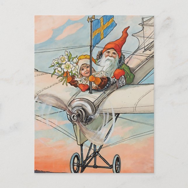 "The Christmas Airplane" von Jenny Nystrom Postkarte (Vorderseite)