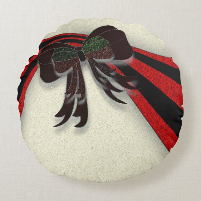 The Christmas Bow - Rundes Kissen (Vorderseite)