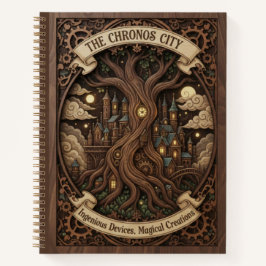 The Chronos City Steampunk Tree Wood Carved Notizbuch