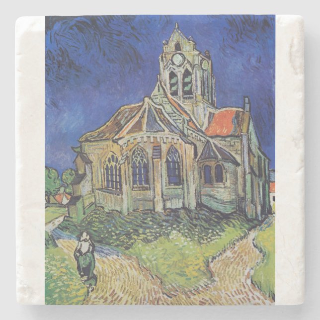 The Church at Auvers 1890 by Vincent van Gogh Steinuntersetzer (Vorderseite)