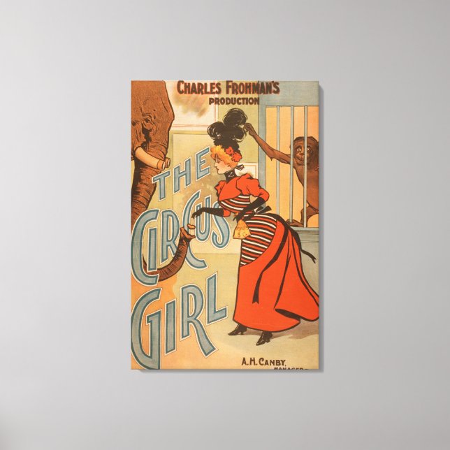 The Circus Girl - Fütternd Elefant und Affe Leinwanddruck (Vorderseite)