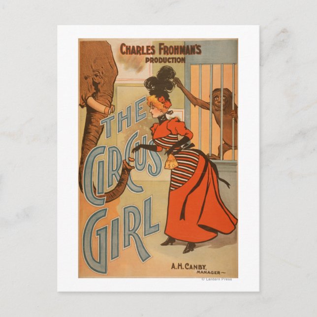 The Circus Girl - Fütternd Elefant und Affe Postkarte (Vorderseite)