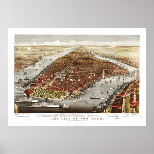 The City of New York by Currier and Ives (1876) Poster (Vorne)