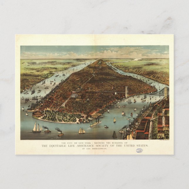 The City of New York by Currier and Ives (1883) Postkarte (Vorderseite)