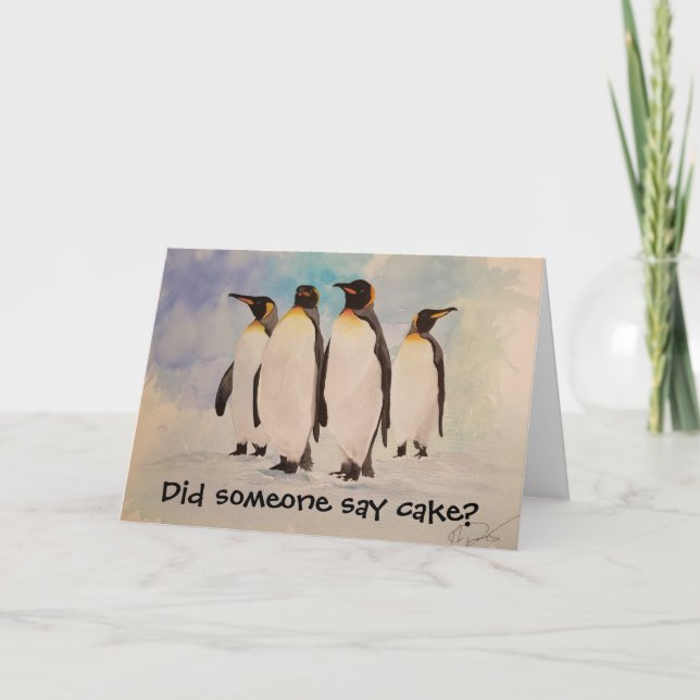"The Clan" Pinguin zum Geburtstag Karte (Vorderseite)