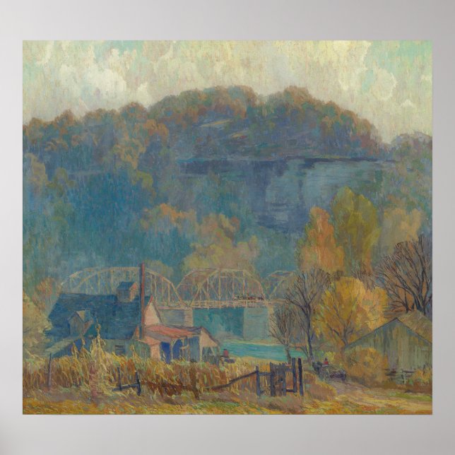 The Cliff at Morning, Ozarks (Öl auf Leinwand) Poster (Vorne)