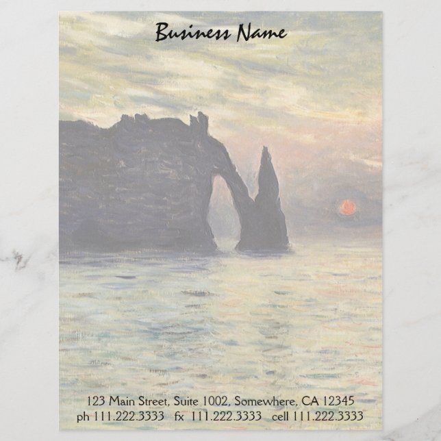 The Cliff Etretat, Sunset von Claude Monet Briefkopf (Vorderseite)