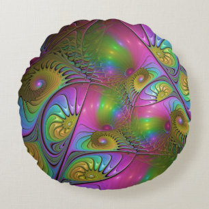 The Colorful Luminous Trippy Abstract Fractal Art Rundes Kissen