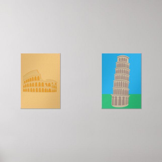 The Colosseum & Leaning Tower of Pisa  from Italy Bilderwand Sets (Vorderseite)