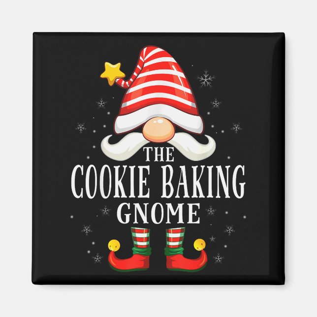 The Cookie Baking Gnome Christmas Group Family Paj Magnet (Vorne)