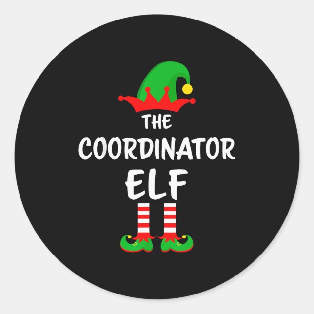 The Coordinator Elf Matching Family Christmas  Runder Aufkleber (Vorderseite)