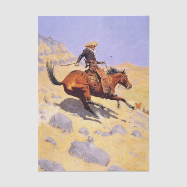 The Cowboy by Frederic Remington Seidenpapier (Vorderseite)
