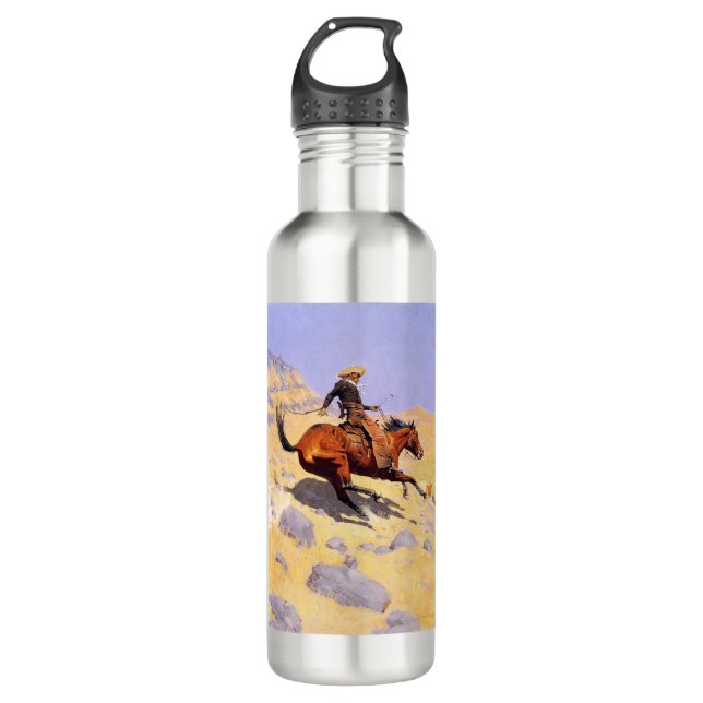The Cowboy (von Frederic Remington) Edelstahlflasche (Vorderseite)