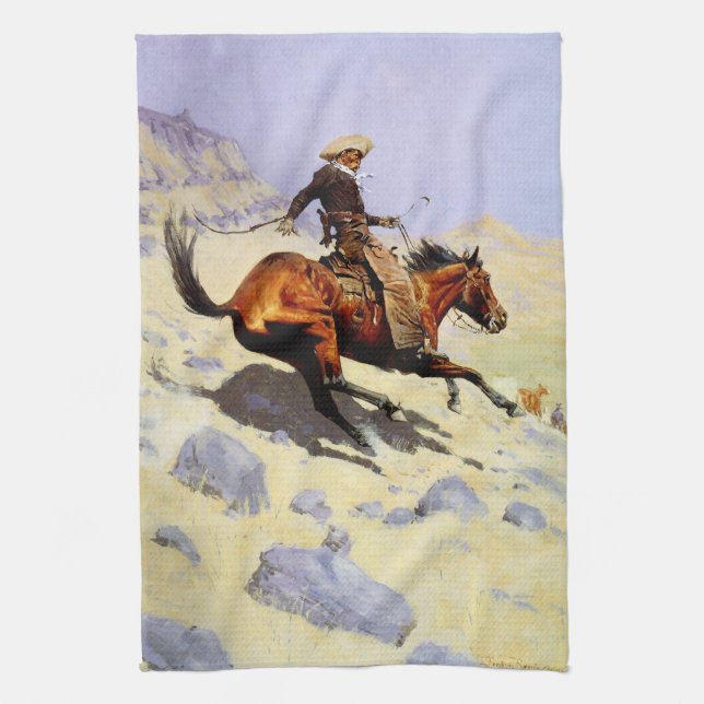 The Cowboy von Remington, Vintage Kavallerie Milit Geschirrtuch (Vertikal)