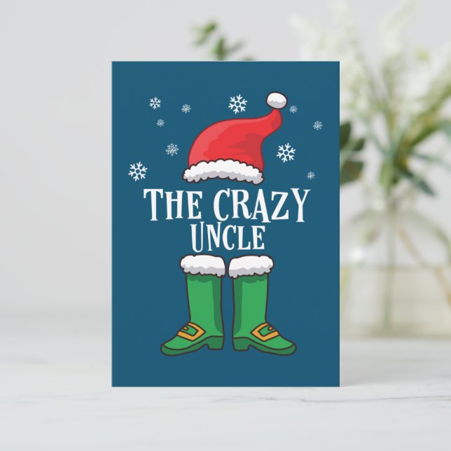 The Crazy Onkel - Matching Family Christmas Elf Dankeskarte (Stehend Vorderseite)