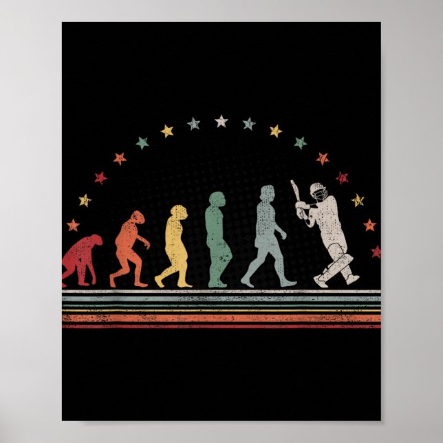 The Cricket Evolution Retro Cricketer Herren Crick Poster (Vorne)