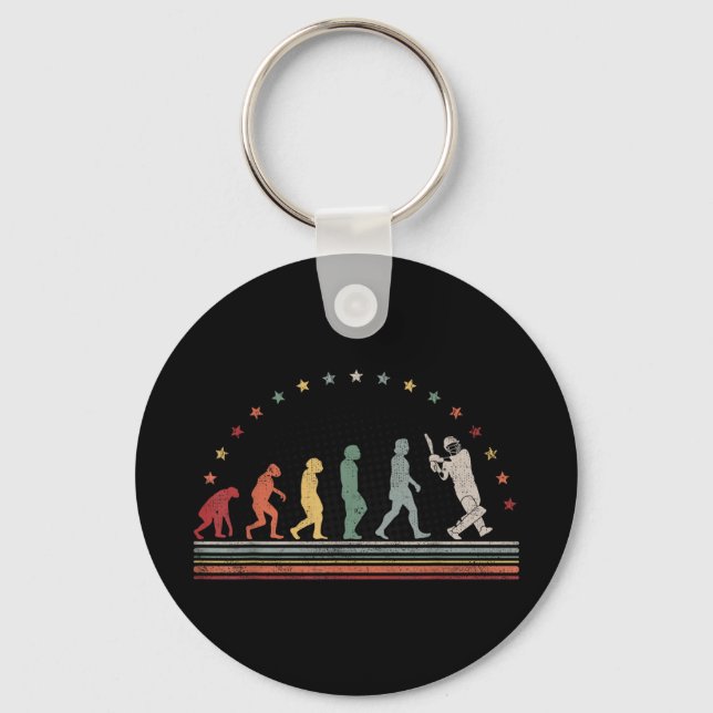The Cricket Evolution Retro Cricketspieler Herren  Schlüsselanhänger (Vorderseite)