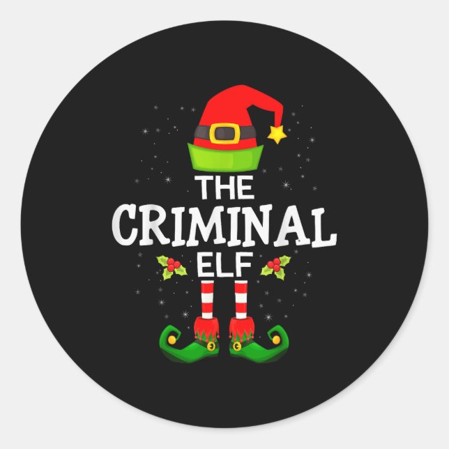 The Criminal Elf Christmas Family Matching Pajama  Runder Aufkleber (Vorderseite)