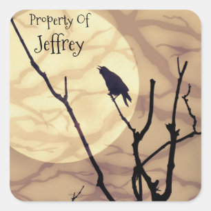 The Crow, The Moon, The Shadows *personalisieren* Quadratischer Aufkleber