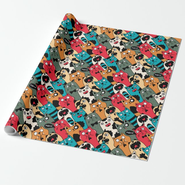 The crowd of cats geschenkpapier (Ungerollt)