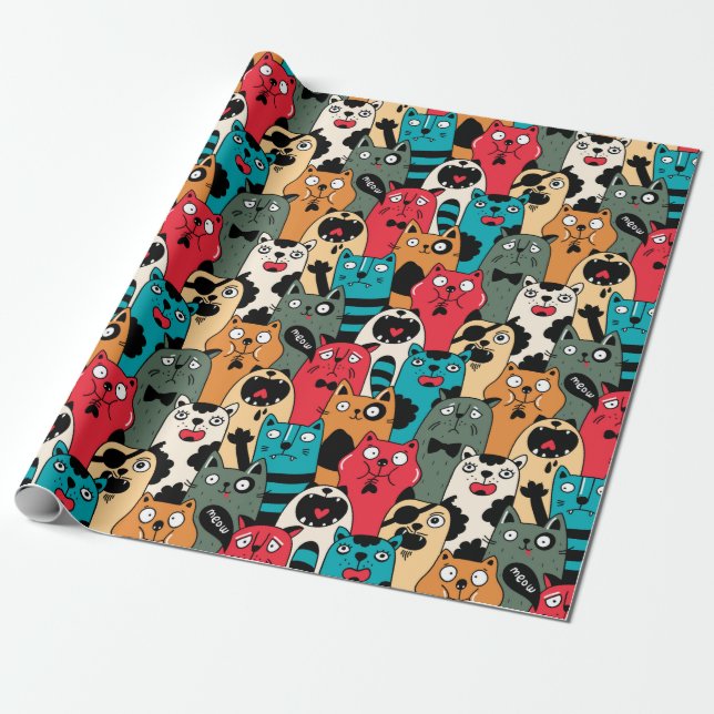 The crowd of cats geschenkpapier (Ungerollt)