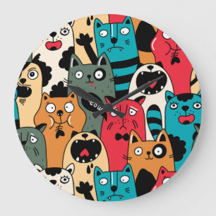 The crowd of cats große wanduhr