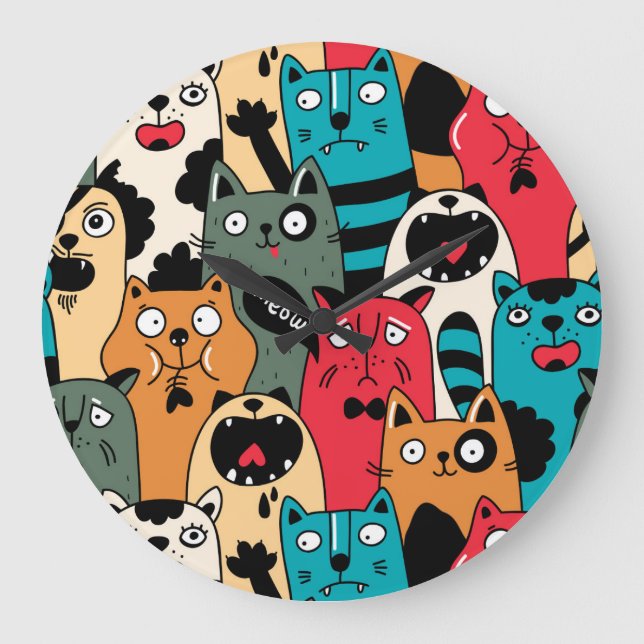 The crowd of cats große wanduhr (Vorderseite)