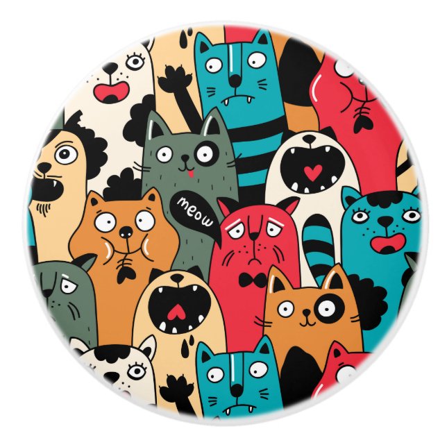 The crowd of cats keramikknauf (Vorderseite)