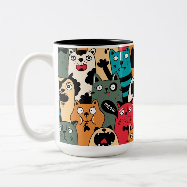 The crowd of cats zweifarbige tasse (Links)