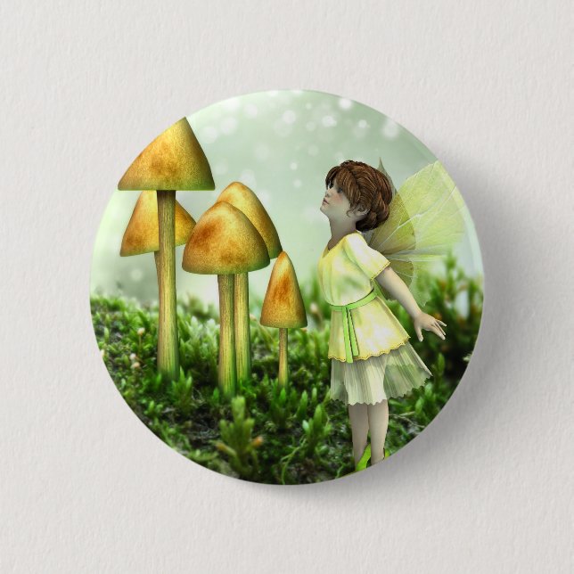 The Curious Fairy - Fairy and Toadstools Button (Vorderseite)