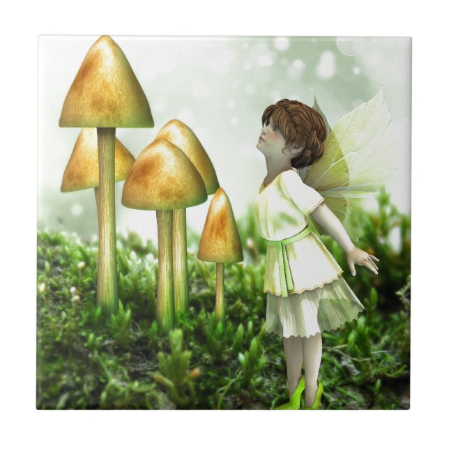 The Curious Fairy - Fairy and Toadstools Fliese (Vorderseite)
