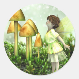 The Curious Fairy - Fairy and Toadstools Runder Aufkleber