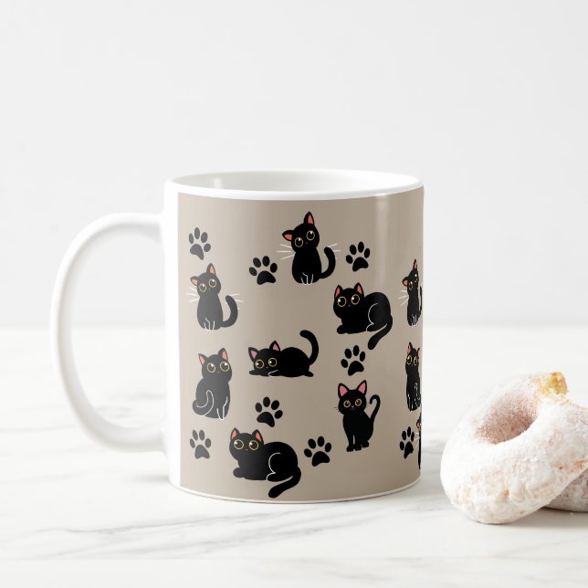 The Cutest Black Cat Mug Gift for Cat Lovers Kaffeetasse (Mit Donut)
