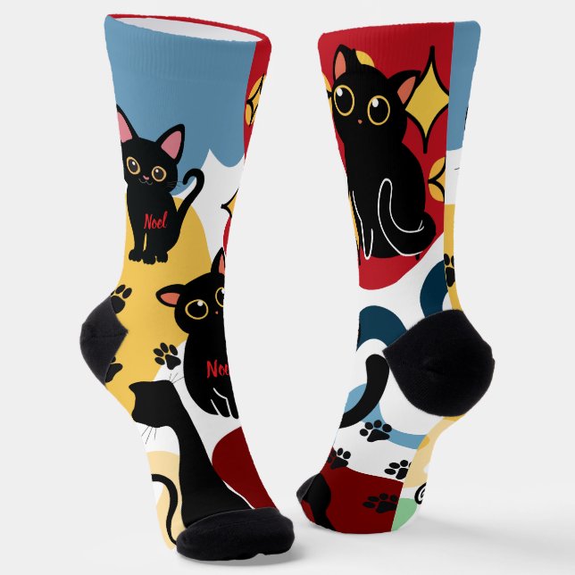 The Cutest Black Cat Socks - Black Cat Gift  Socken (Gewinkelt)