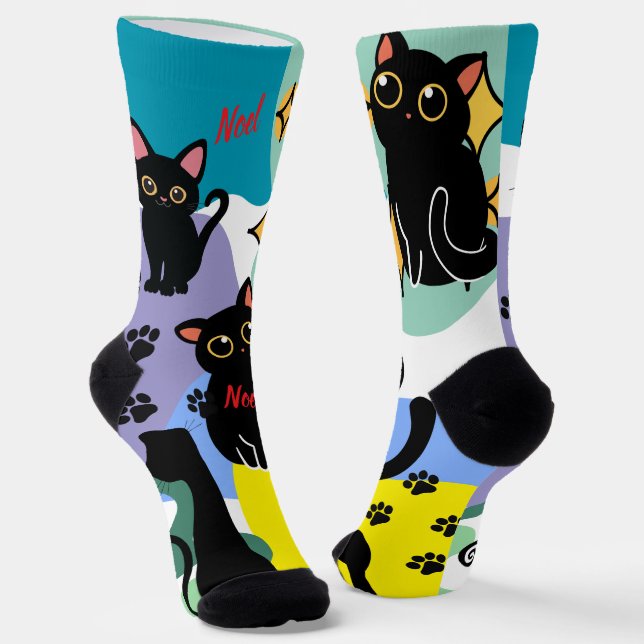 The Cutest Black Cat Socks - Black Cat Gift  Socken (Gewinkelt)