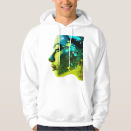 The Cyborg Woman on a Cozy Long Sleeve White Hoodie