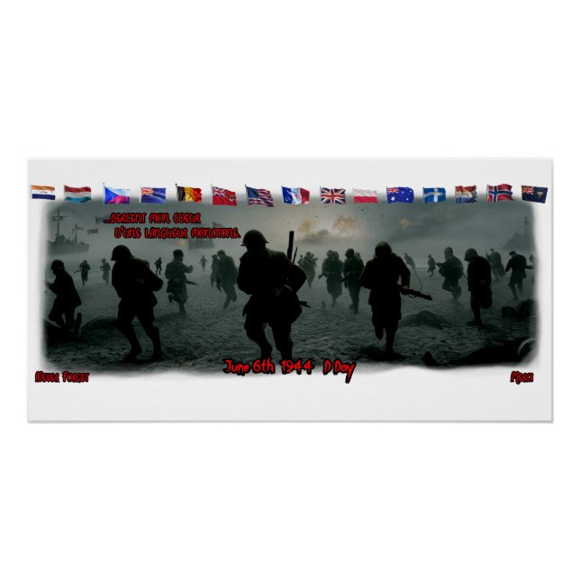 The D Day on June 6th 1944 on a White Paper Poster (Vorderseite)