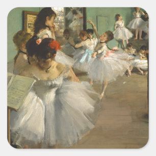 The Dance Class - Edgar Degas Quadratischer Aufkleber
