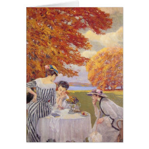 Thé dans le jardin d'automne Art vintage