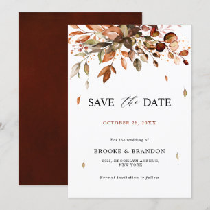 The Date Automne Feuilles Russe Pays Boho Mariage Save