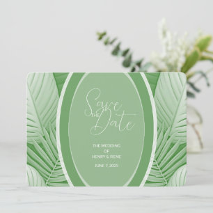 The Date Code QR de photo de mariage vert tropical, Save th