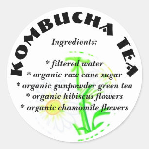 Thé de Kombucha - autocollants faits sur commande